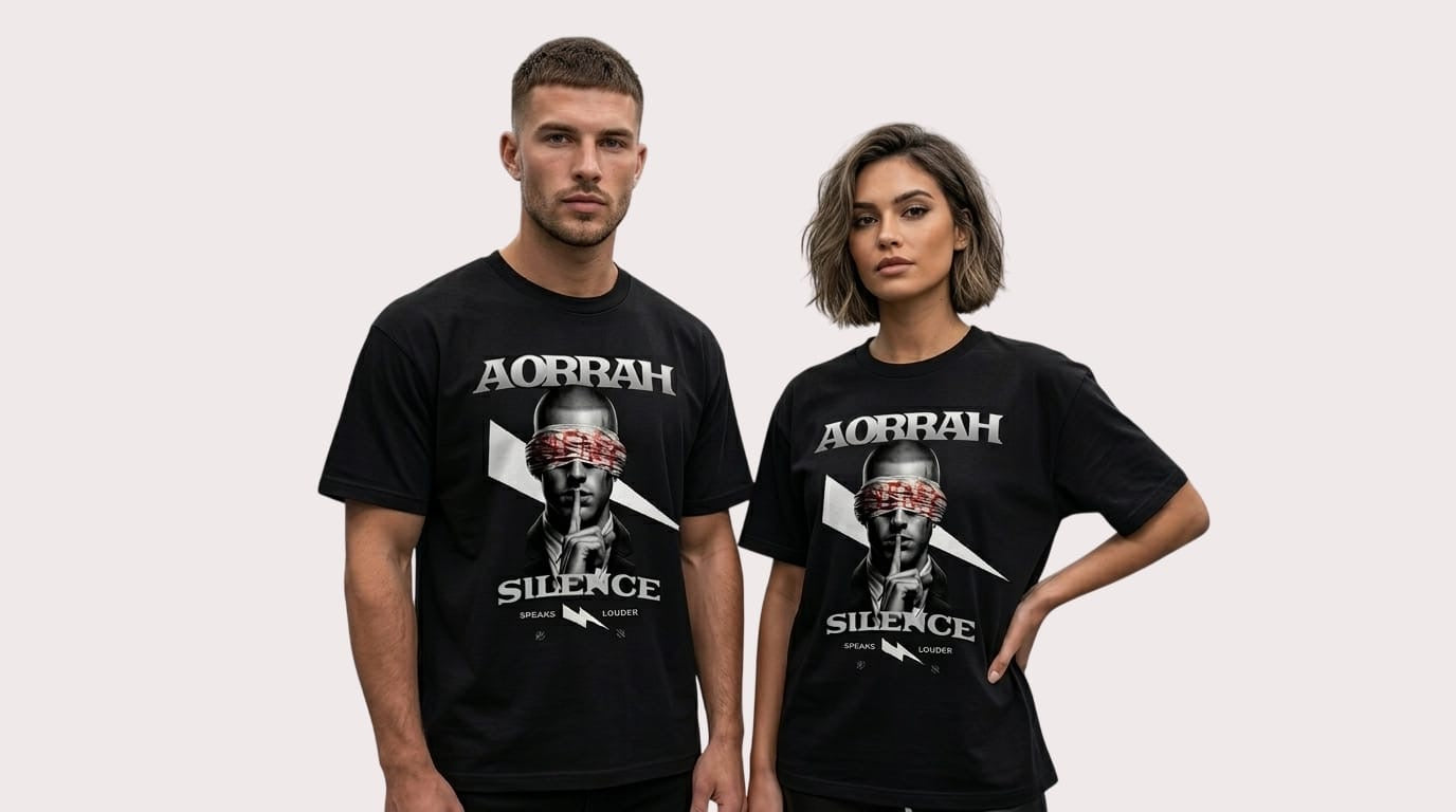 Aorrah “Silence Speaks Louder” Graphic Tee — Black