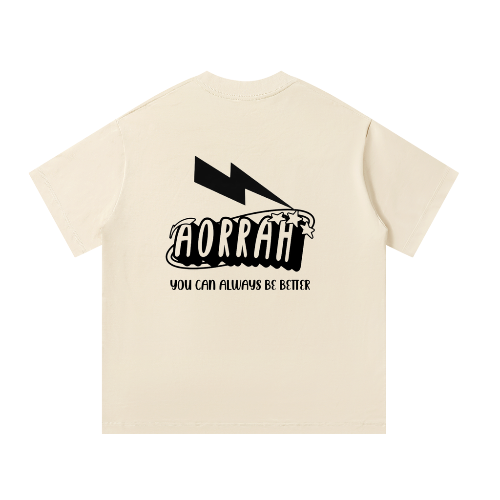 Aorrah Mild Apricot Oversized Graphic Tee – Lightning Bolt Logo