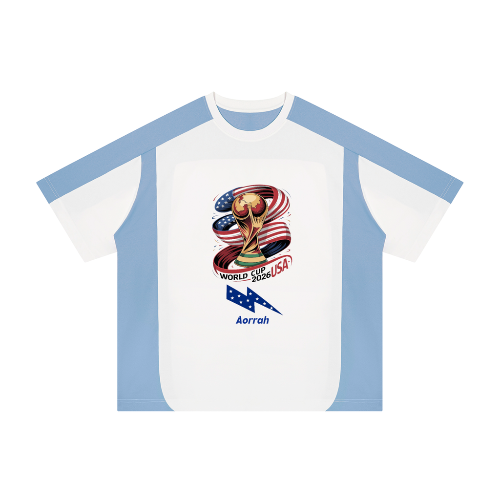 Aorrah World Cup Unisex Color Block Loose T-Shirt