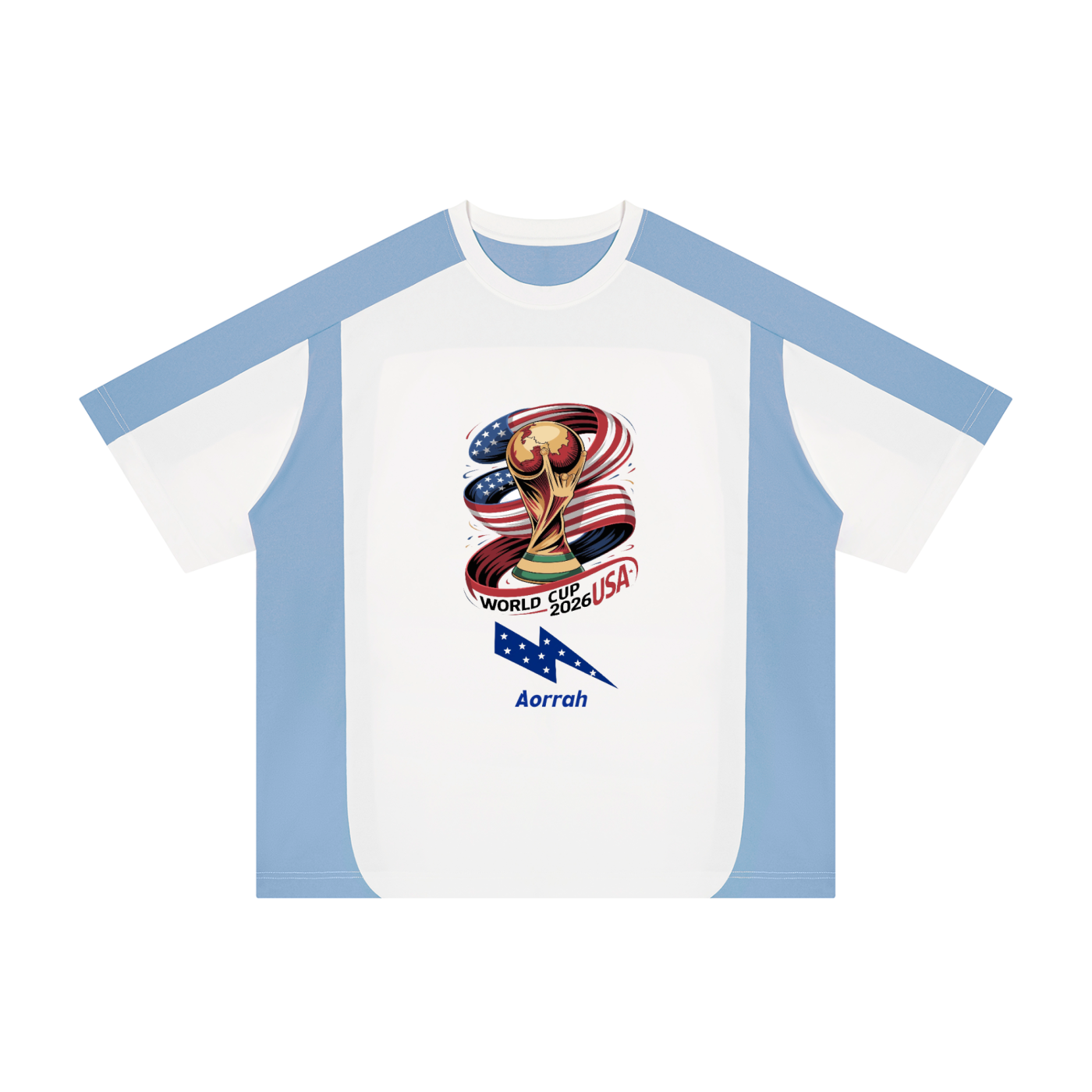 Aorrah World Cup Unisex Color Block Loose T-Shirt