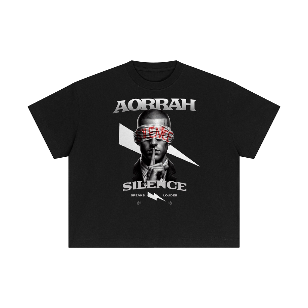 Aorrah “Silence Speaks Louder” Graphic Tee — Black