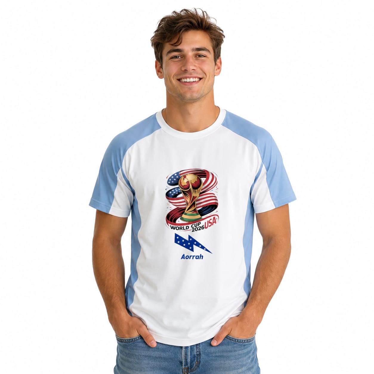 Aorrah World Cup Unisex Color Block Loose T-Shirt