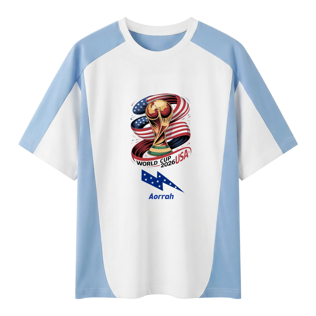 Aorrah World Cup Unisex Color Block Loose T-Shirt