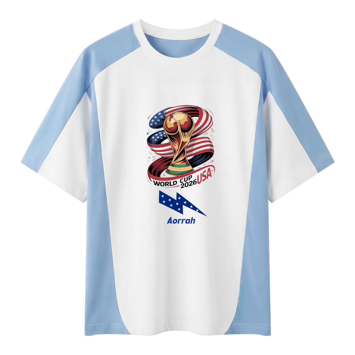 Aorrah World Cup Unisex Color Block Loose T-Shirt