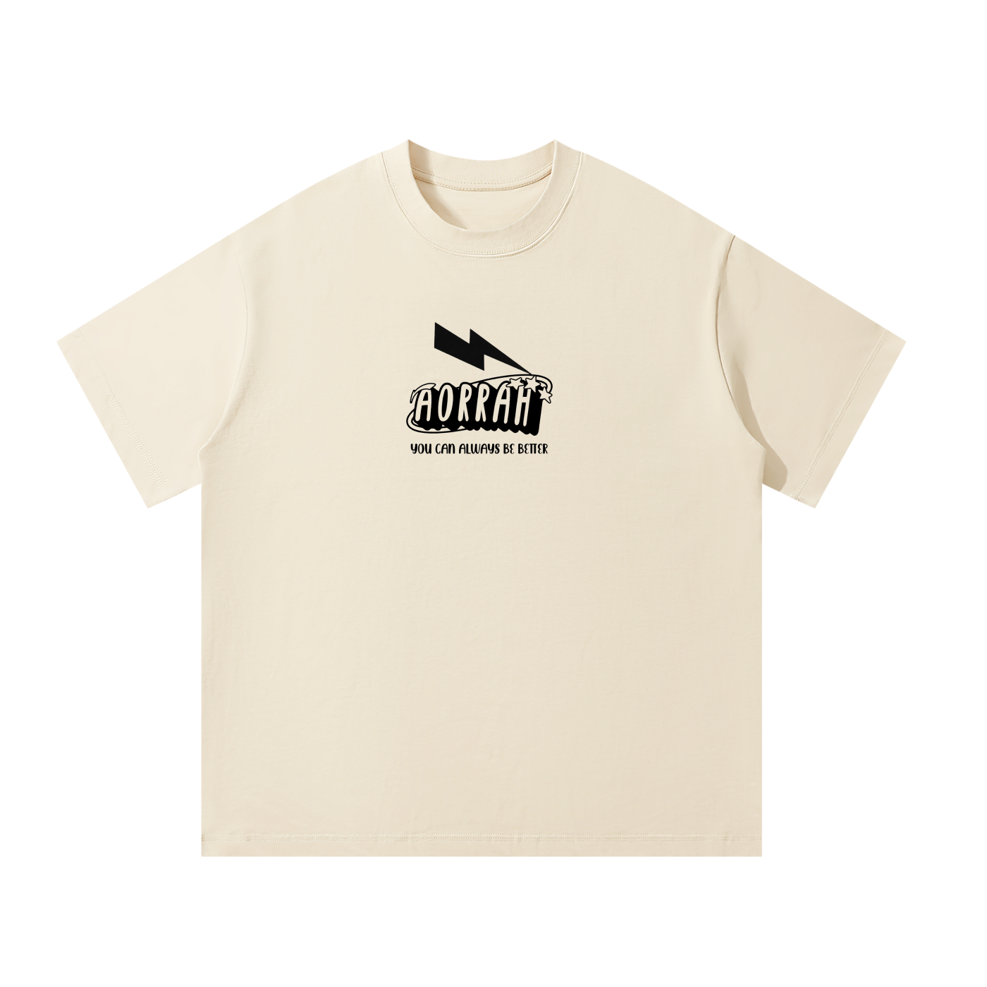 Aorrah Mild Apricot Oversized Graphic Tee – Lightning Bolt Logo
