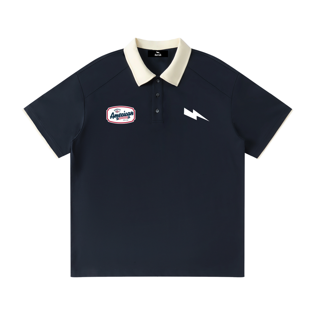 Aorrah Contrast Collar Raglan Polo Shirt