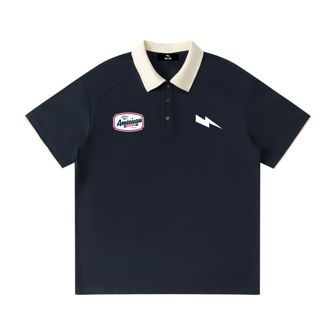 Aorrah Contrast Collar Raglan Polo Shirt